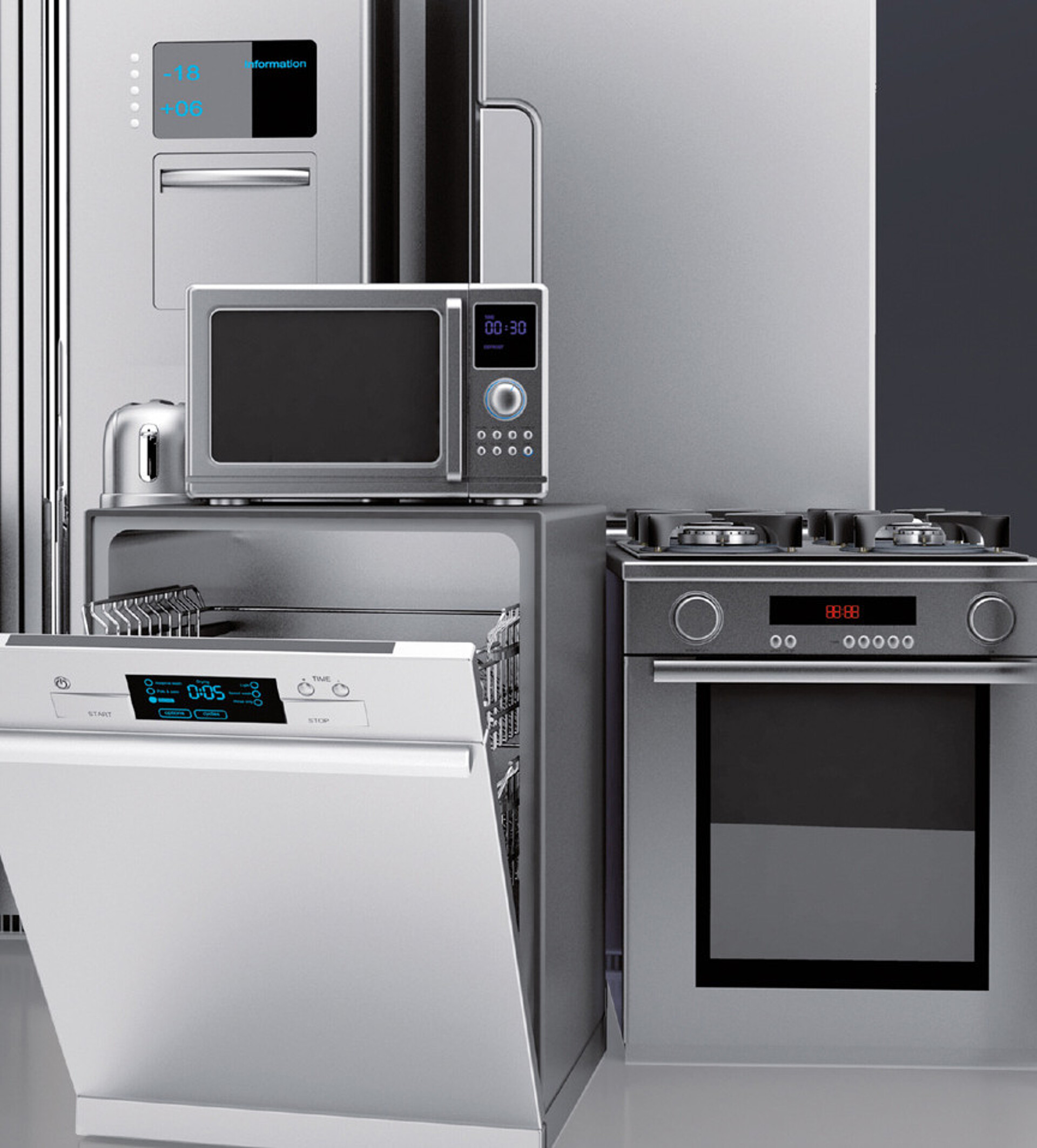 Blenden für Mikrowelle, Spülmaschine, Backofen und Kühlschrank